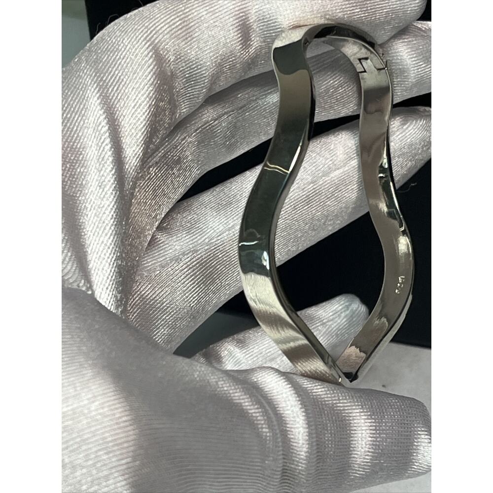 Solid Sterling Silver 925 Smooth Polished Wave Cu… - image 8